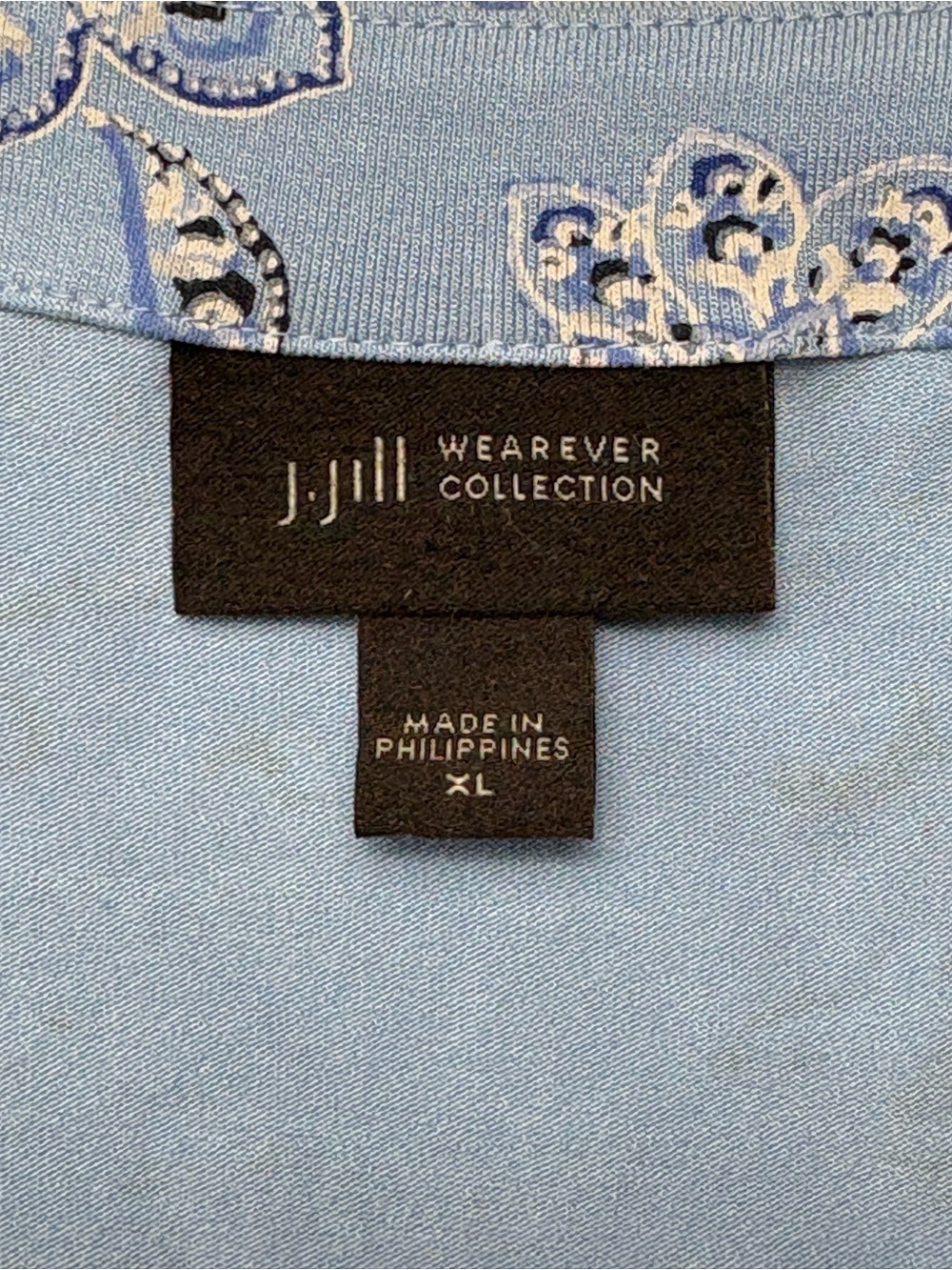 J. Jill Wearever Blue Floral Paisley V-Neck 3/4 Sleeve Tunic Top Size XL - Picture 8 of 10